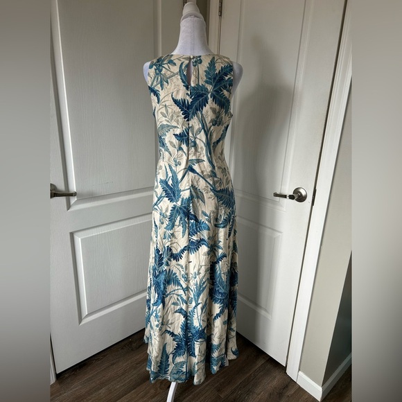 Talbots Hawaiian Print Maxi Dress Size 10 boho Linen-Cotton Blend Vacation-Ready - Picture 2 of 10